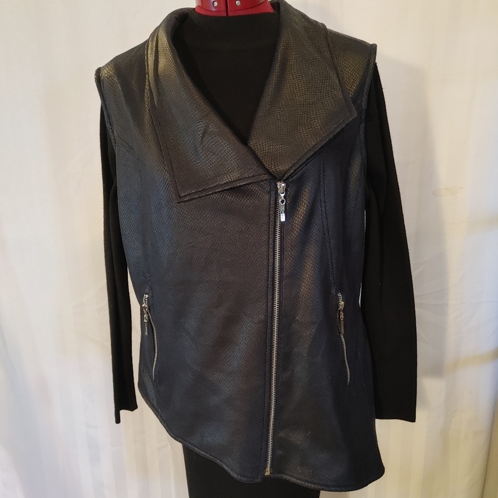 Nygard Navy Blue Faux Leather Vest